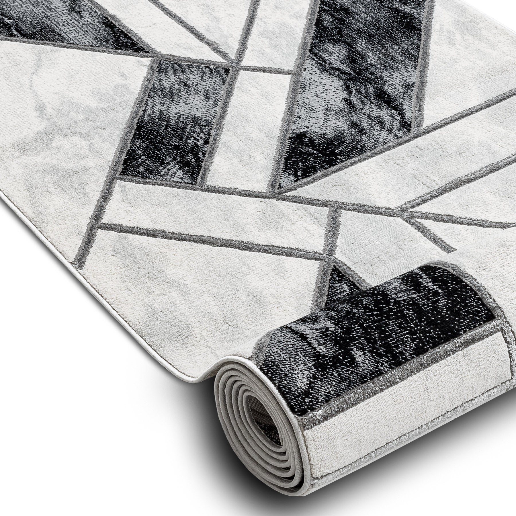 Tapis de couloir EMERALD exclusif 81953 glamour, élégant géométrique noir / argent 100 cm 100x880 cm - 2