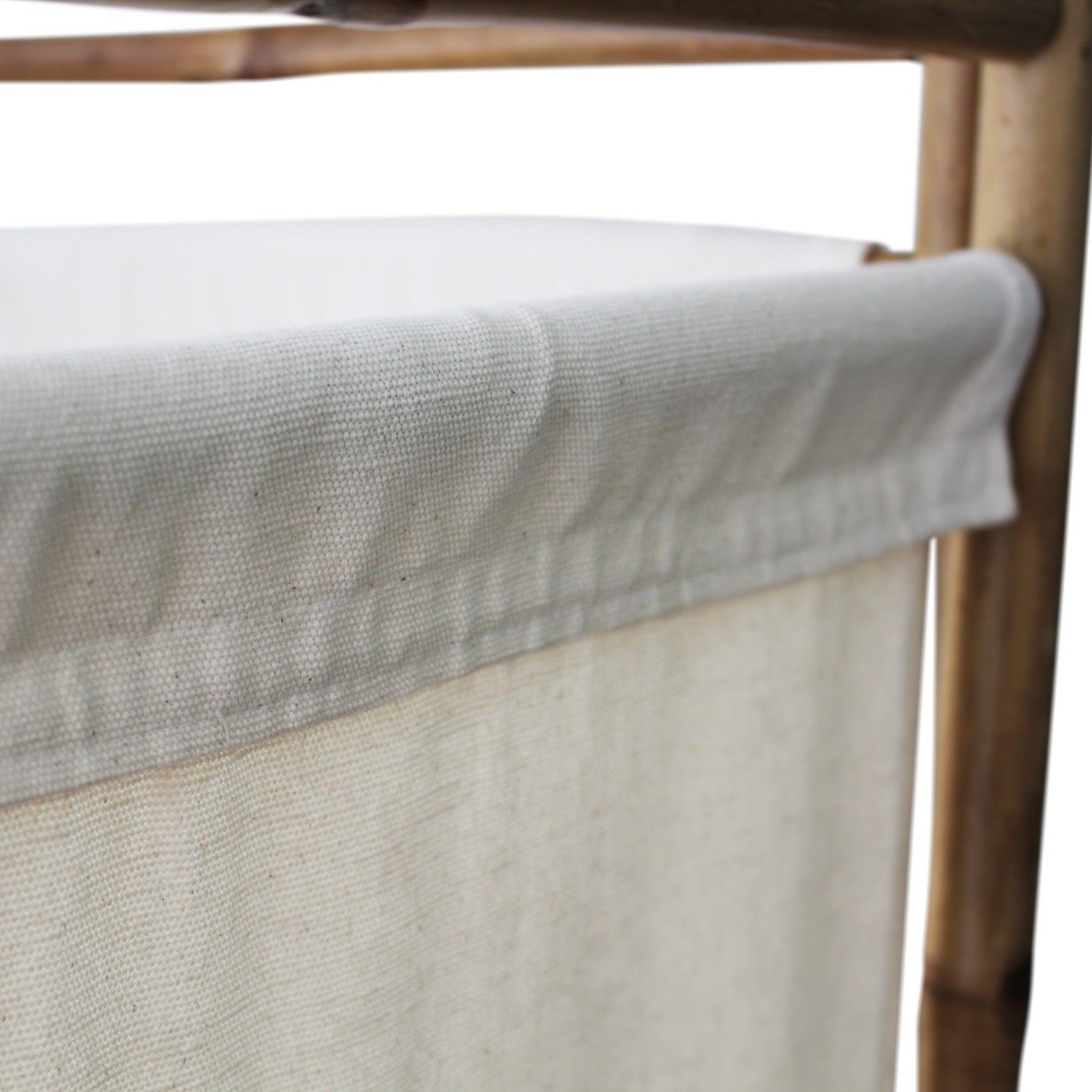 Paravent d'intérieur 4 panneaux en tissu blanc et bambou 160 x 160 cm - 6