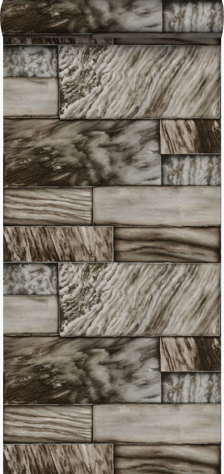 Tapeta marmurowe kamienie brązowym - 53 cm x 10.05 m - ORIGIN