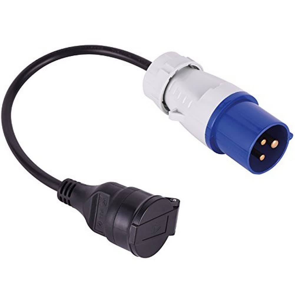 feletec Adattatore CEE da spina a presa Schuko, 35 cm, cavo di alimentazione da campeggio, IP44, prolunga da campeggio, H07RN-F 3G2,5, adattatore da 16 A