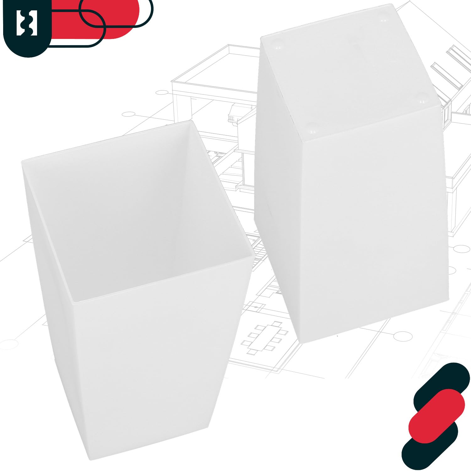 Doniczka 220x220x424 mm urbi square biała z wkładem - KOTARBAU - 6