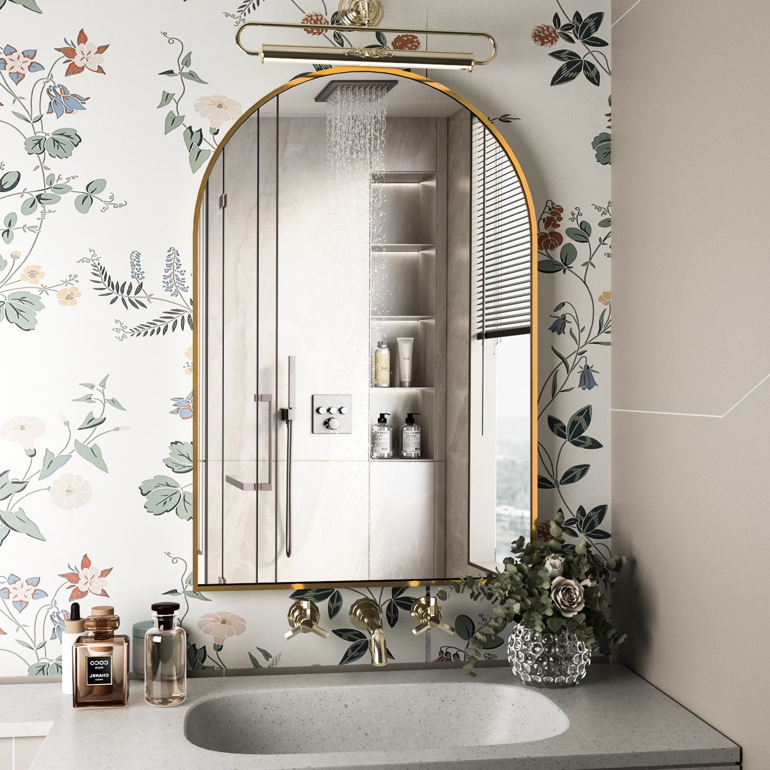 Espejo De Baño Arqueado, Espejo Arqueado Sin Marco De 32 X 40 Pulgadas Espejo De Pared