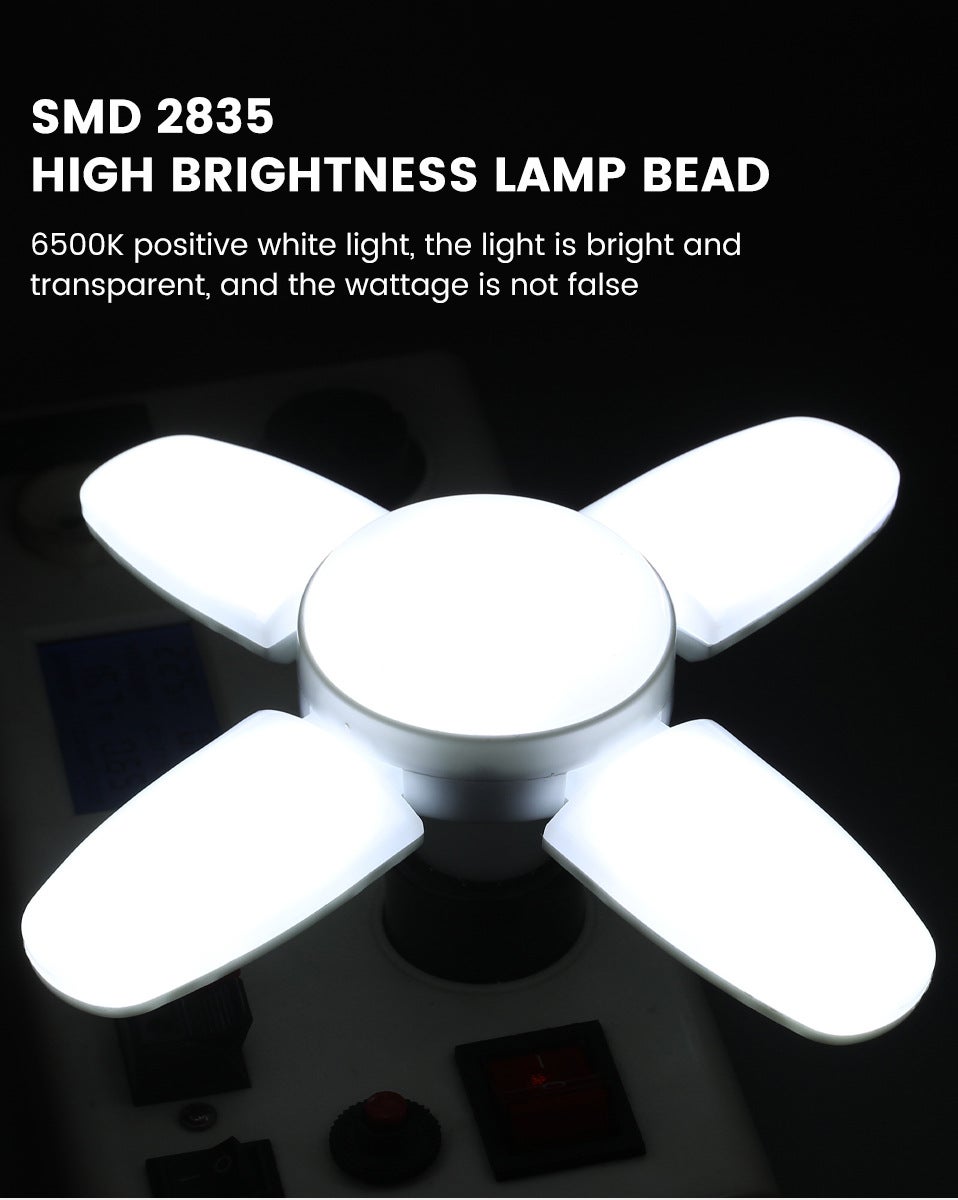 Lot de 2 Lampes LED de Garage 60W 6000LM, Plafonnier Déformable à 4 Panneaux Réglables 360° - 6