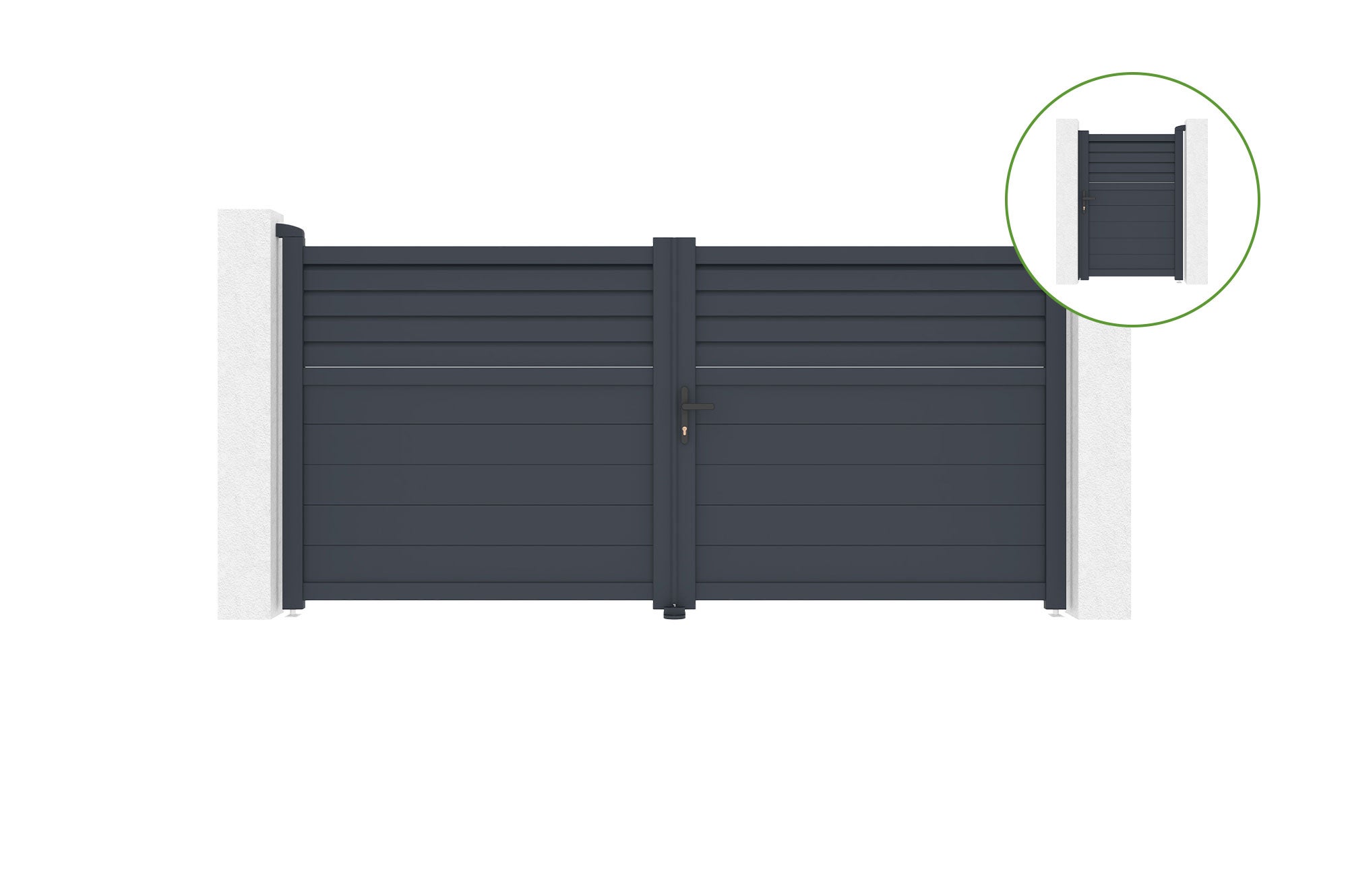 Brama skrzydłowa 3m CARPATIA H.140 cm aluminiowa + Brama 1m CARPATIA H.140 alumi