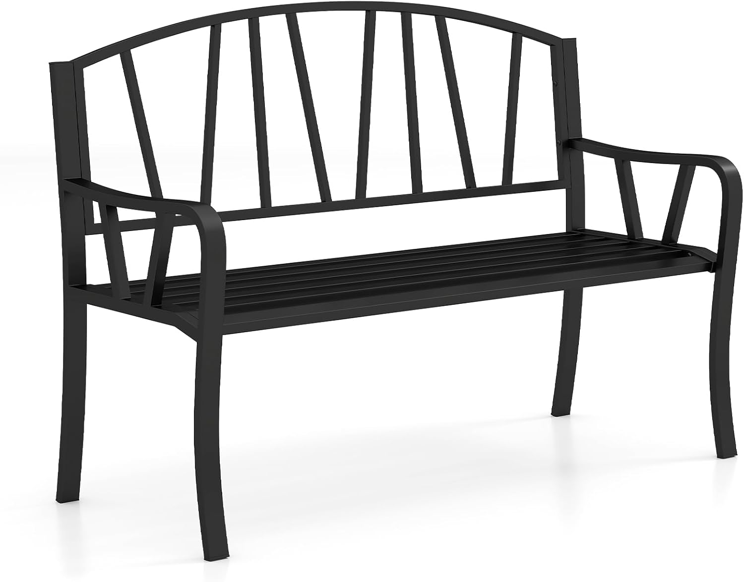 Ławka ogrodowa, metalowa, 2-osobowa, ławka parkowa, obciążenie do 300 kg, ławka tarasowa, do ogrodu, na balkon i taras, 128 x 57 x 86 cm