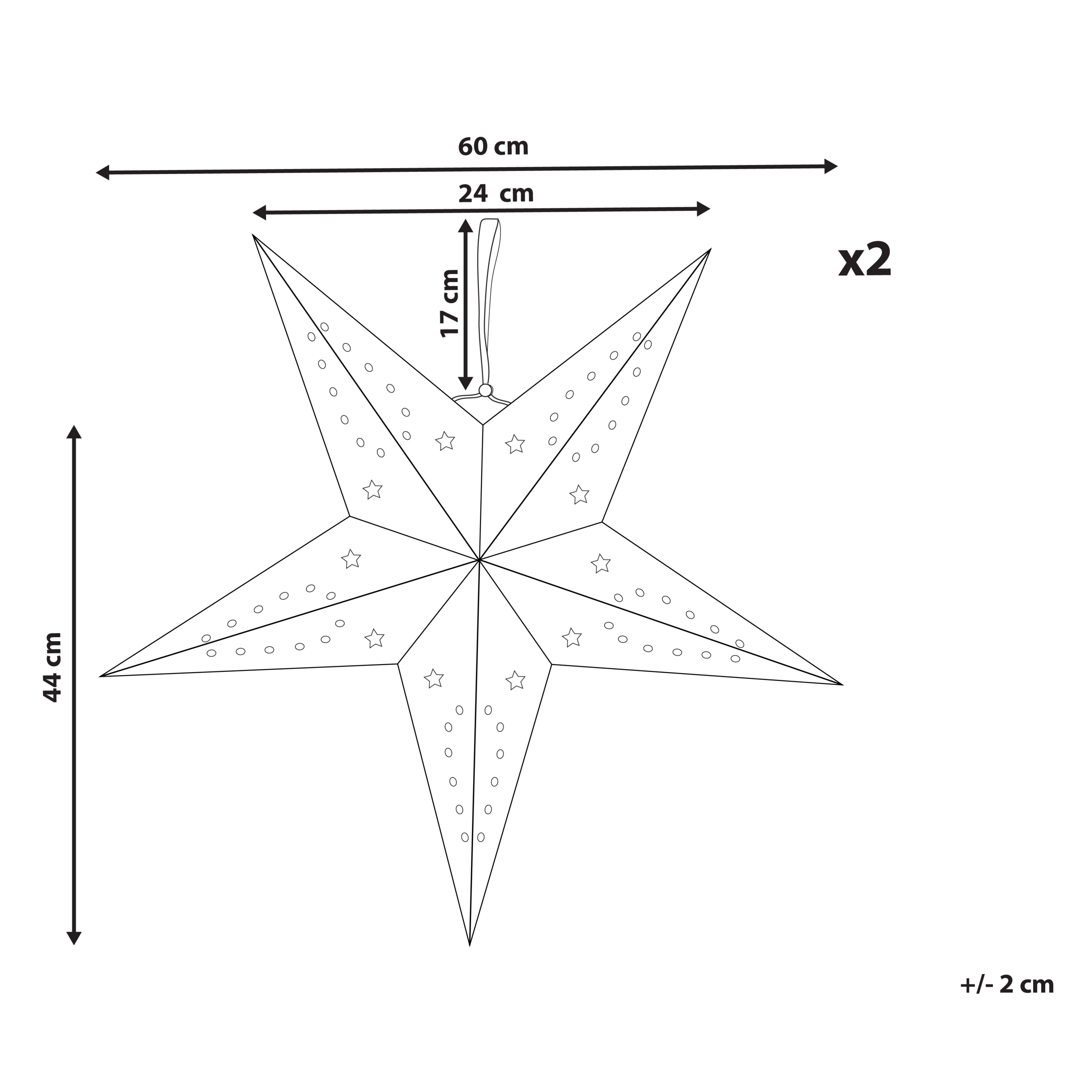 Set di 2 decorazioni da appendere stella MOTTI Carta 60 cm Verde smeraldo - 3
