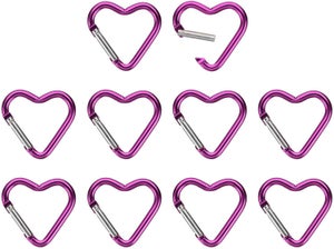18 Portachiavi A Forma Di Cuore In Lega Di Alluminio Rosa Con Moschettone A Molla - Ideali Per Borse, Collari E Regali