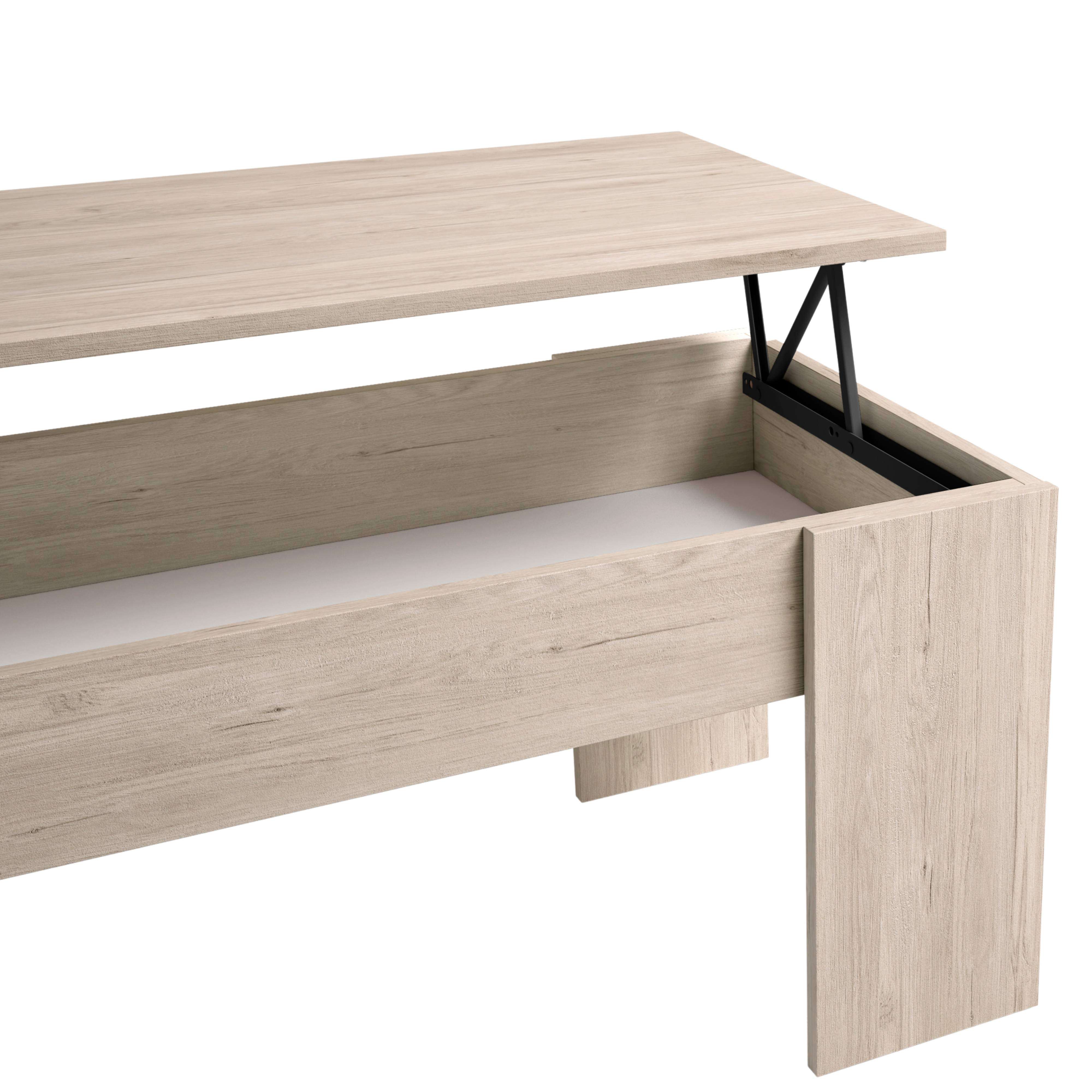 Mesa de centro elevable Low salón comedor color color sahara estilo moderno mueble 100x45x50cm - 4