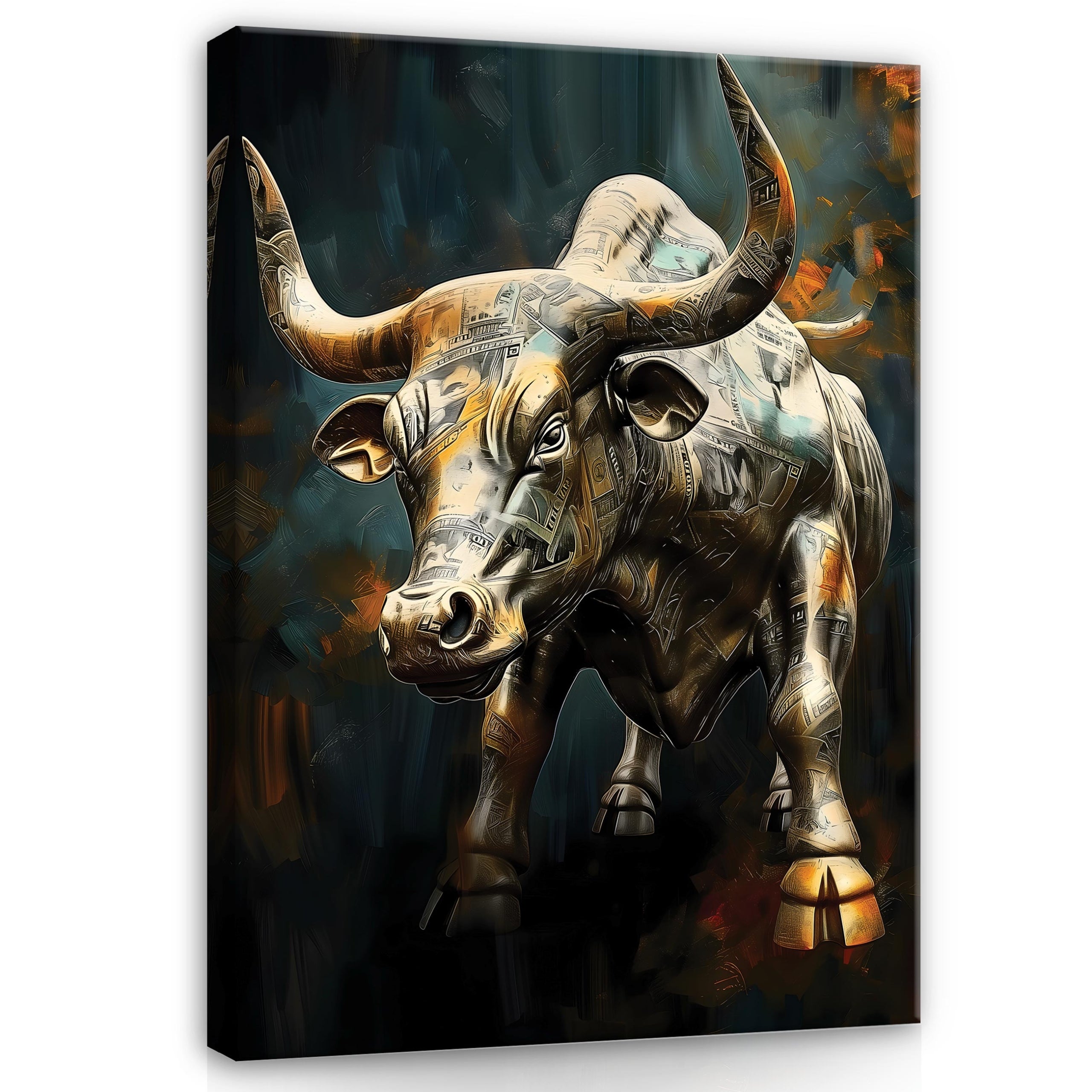 Art Mural Taureau Géométrique En Acier, Noir, 426x473mm, Peint à La Main, Black Country Metal Works