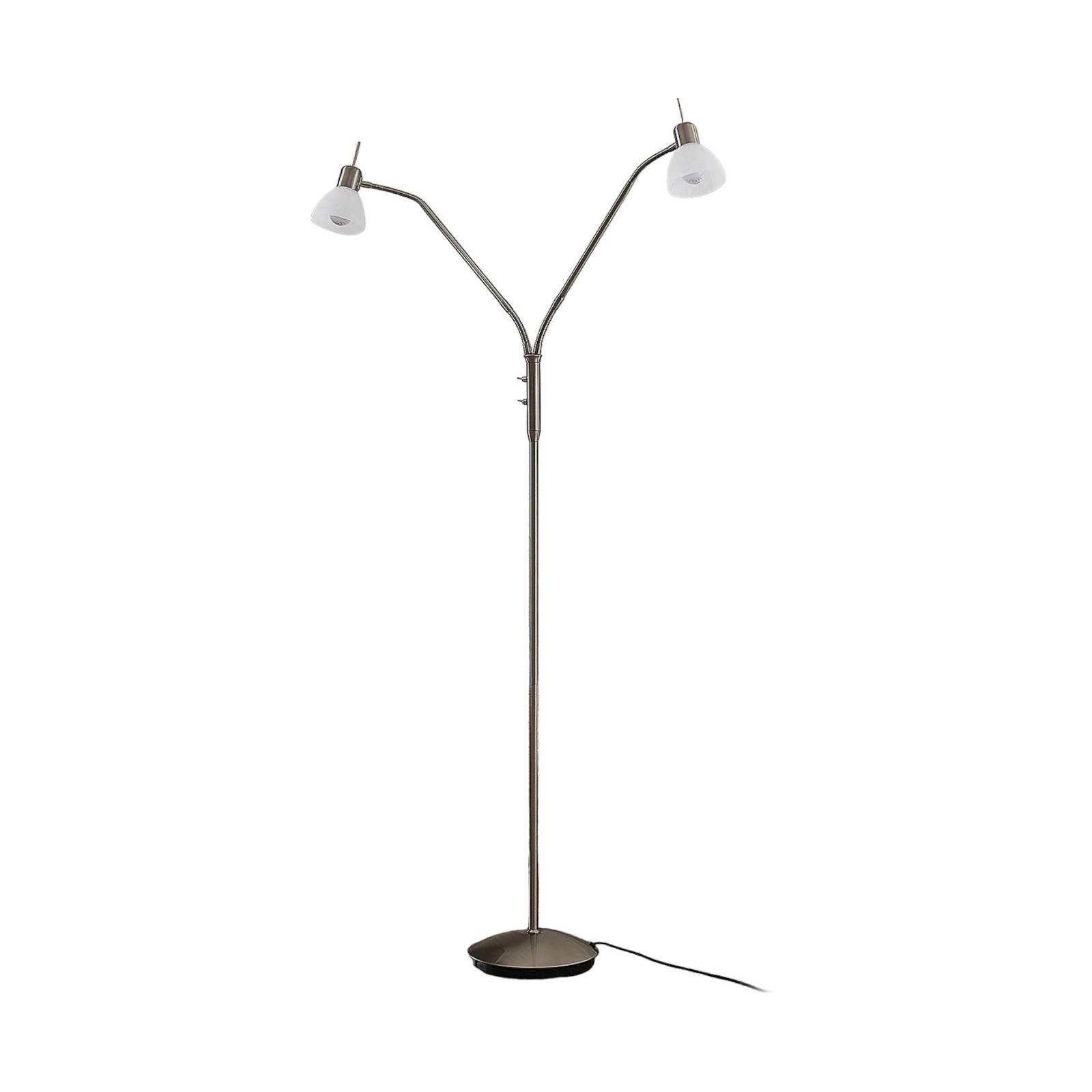 Lindby lampe sur pied Gwendolin, 160 cm, couleur nickel, à 2 lampes ...
