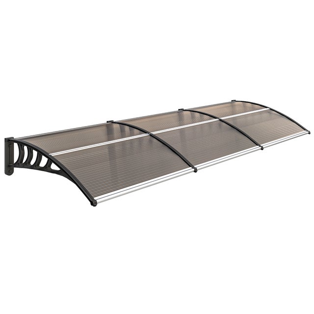 Marquesa exterior de policarbonato Outsunny 300x96x27 cm castanha