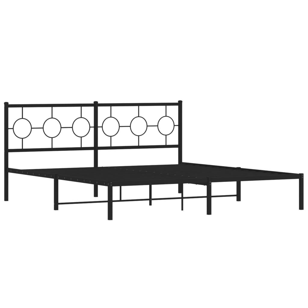 Estructura cama sin colchón con cabecero metal negro 180x200 cm vidaXL - 4