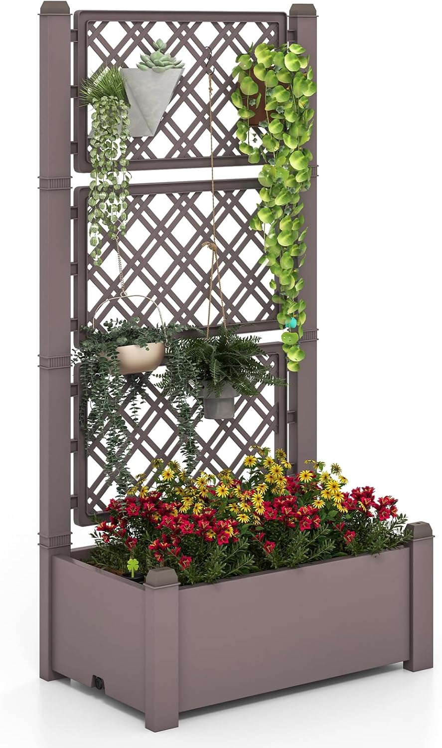 Jardinera Aqua Flor Plus Macetas Grandes Con Riego E Indicador De Nivel De  Agua, Colores: Blanco, image size:887x1500