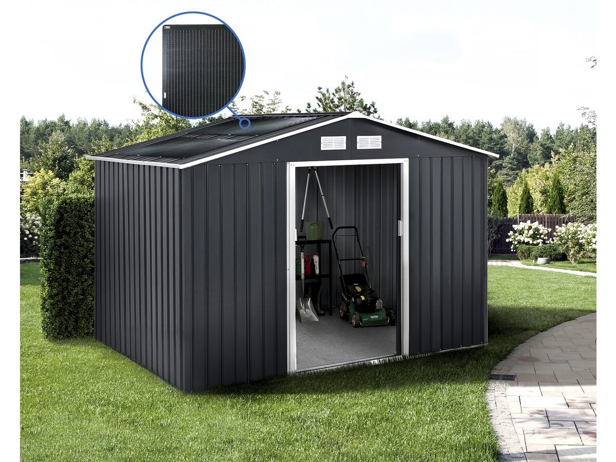 Abri De Jardin Métal Vegas 4.07m² - Gris - Porte Coulissante - Acier Galvanisé