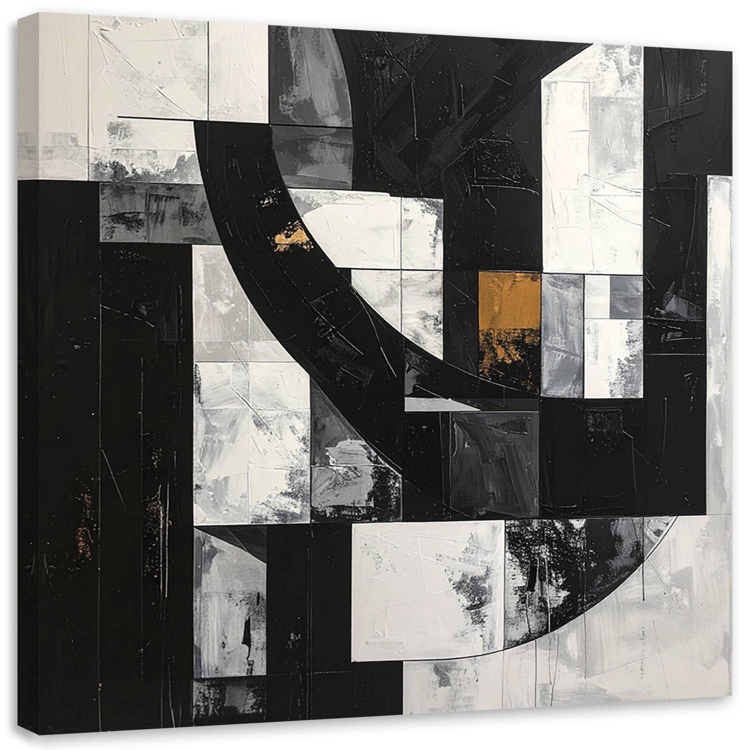 Obraz do salonu sypialni biura, Geometryczna abstrakcja czarno biała 30x30