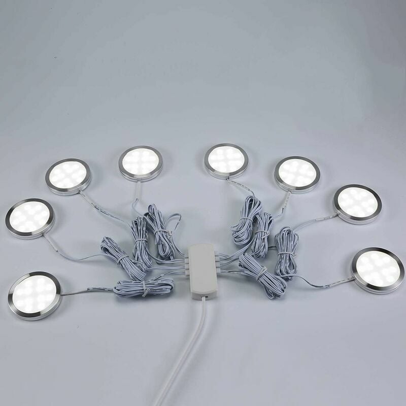 Spot LED sous meuble, éclairage sous meuble, vitrine, spot encastré, 16 W, pour meuble, placard, cuisine, blanc froid 6000 K (8 pièces) - 2