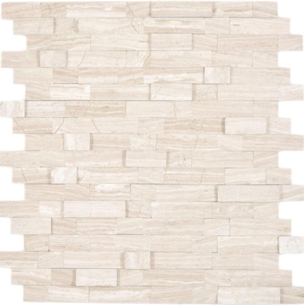 Mosaico compuesto autoadhesivo con aspecto de mármol blanco-gris, mate y brillante - 10 láminas de mosaico