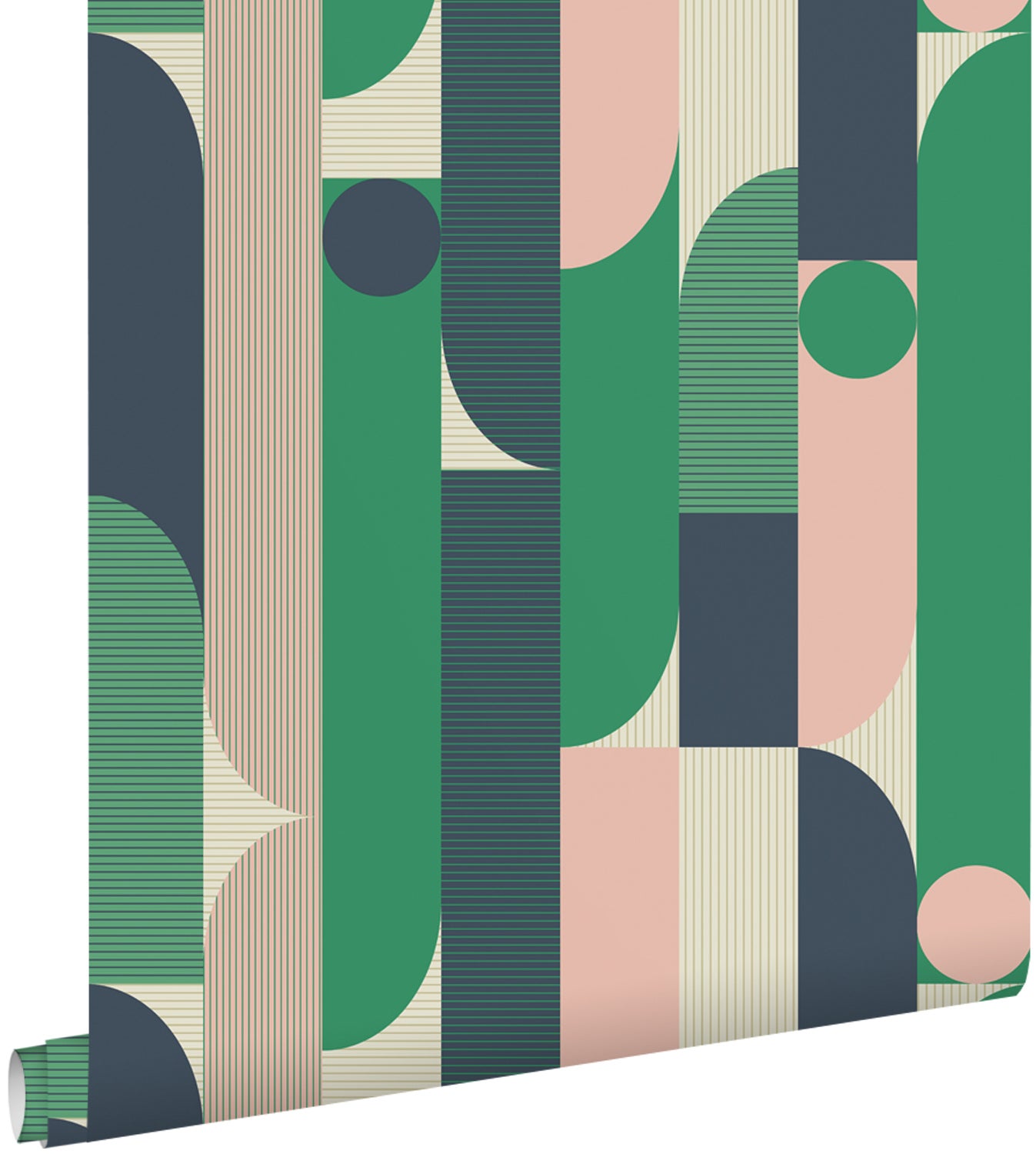 Tapeta figury geometryczne zielonym,niebieskim,różowymIbeżowym - 50 x 900 cm - ESTAHOME