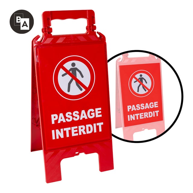 Chevalet modulable rouge - Passage interdit aux piétons - 4280493