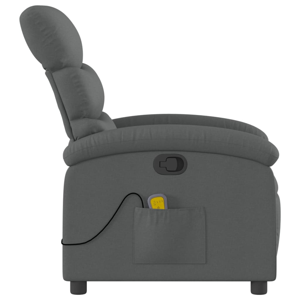 Fauteuil de Salon，Chaise，Fauteuil inclinable de massage gris foncé tissu - 5