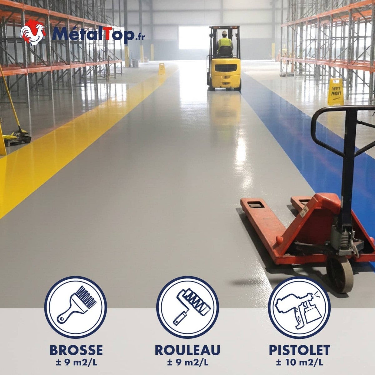 Peinture Sol Industriel - Noir foncé - RAL 9005 - 5 L - Métaltop - 5