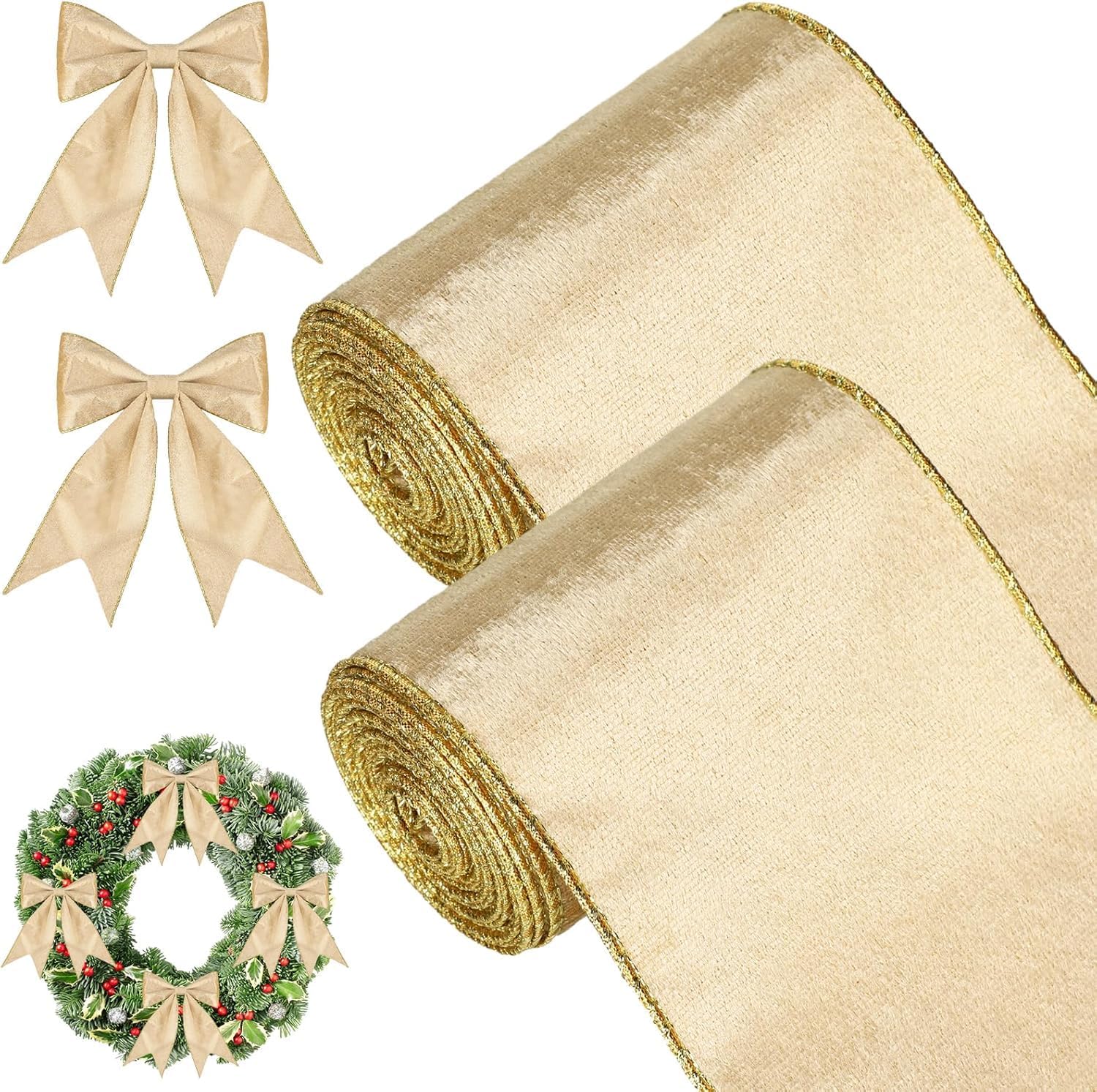 Nastri Natalizi Con Filo Metallico Oro: 6 Rotoli Da 6,35 Cm X 5,5 M Per Confezioni Regalo E Decorazioni Fai Da Te
