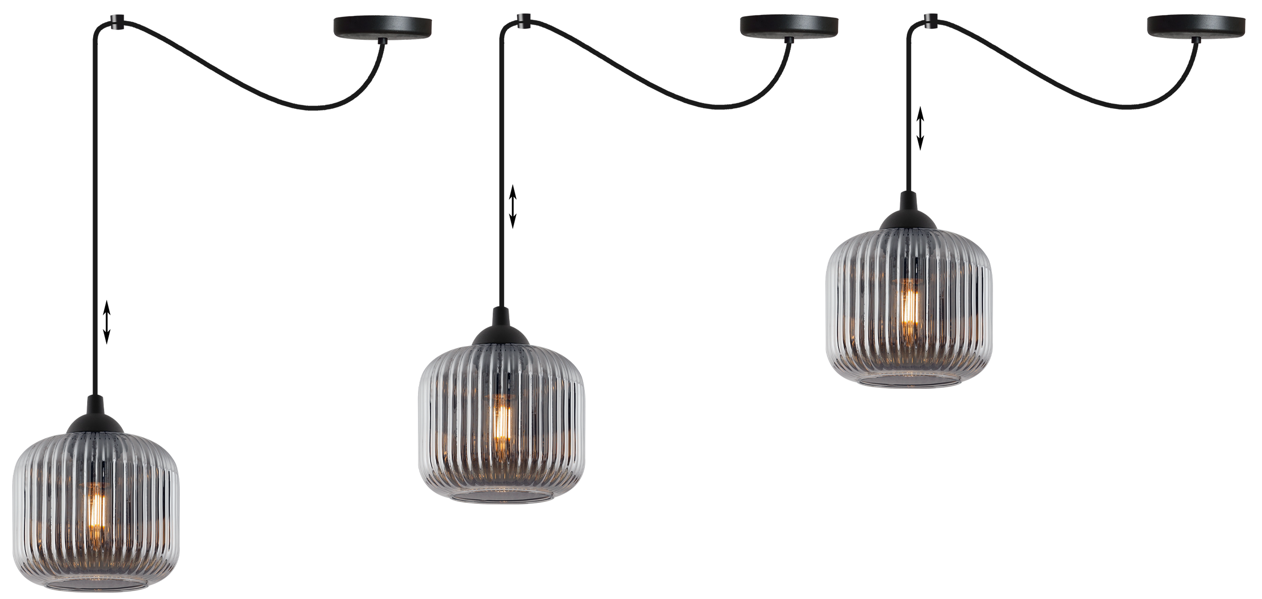 Lampa sufitowa wisząca Riffle Pająk loft 1xE27 klosz walec grafit Light Home LH - 6