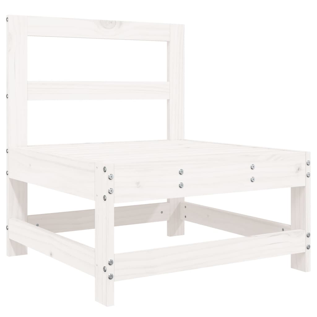Salon de jardin 7 pcs Blanc Bois de pin massif - 4