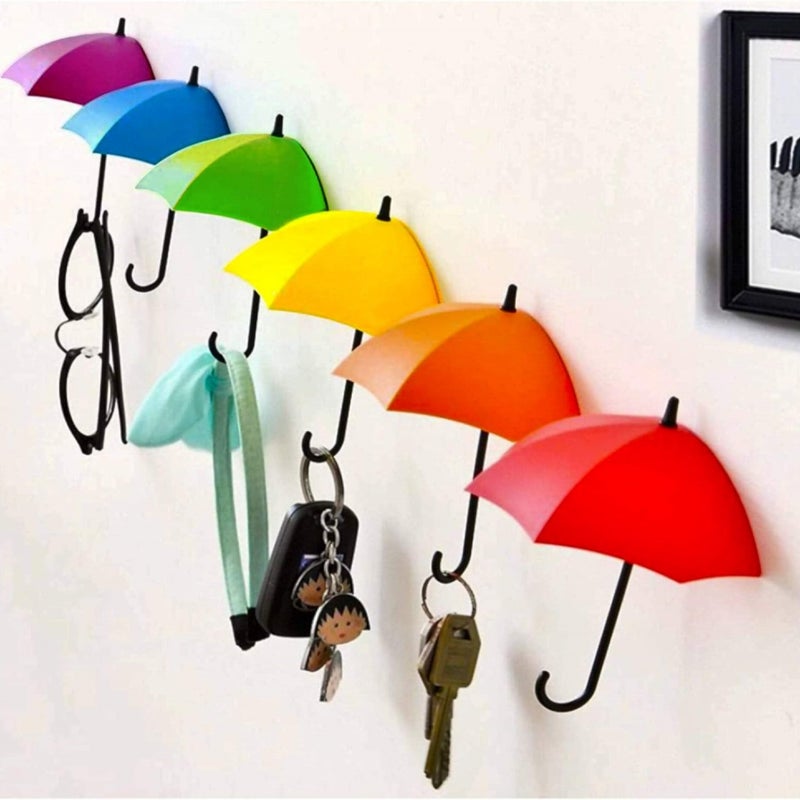 Zestaw 6 mocnych samoprzylepnych haczyków dekoracyjnych na ścianę i oryginalny wielofunkcyjny haczyk do zawieszania i organizer do wieszania kluczy,