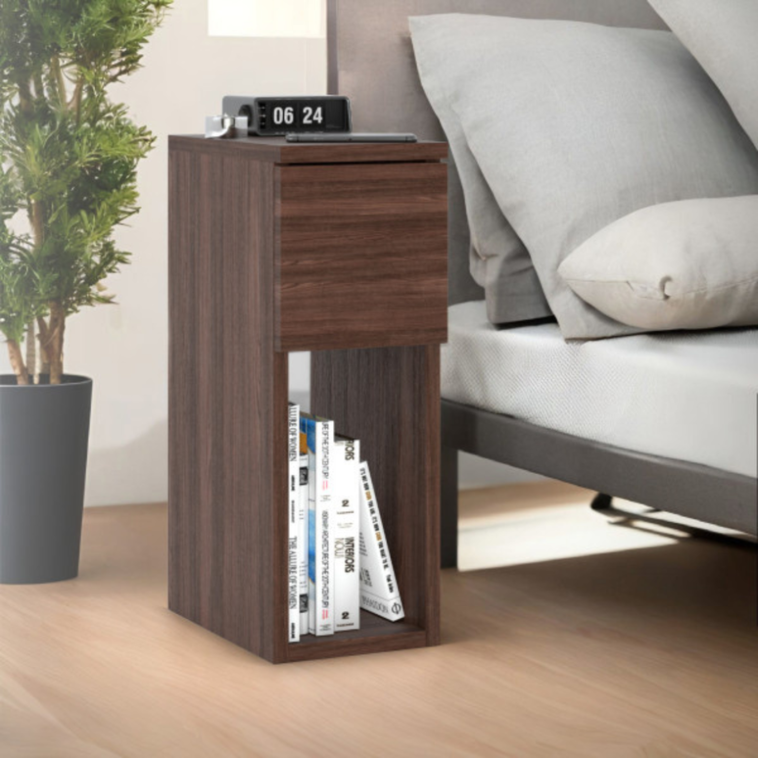 Table de chevet étroite 20 cm chêne wengé - table de nuit pour chambre à coucher - 4