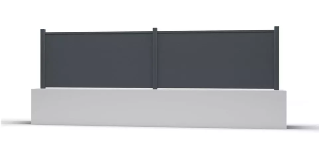 Kit clôture aluminium Gris anthracite - Hauteur 40cm - Longueur 6m - lames pleines - Fixation sur platine