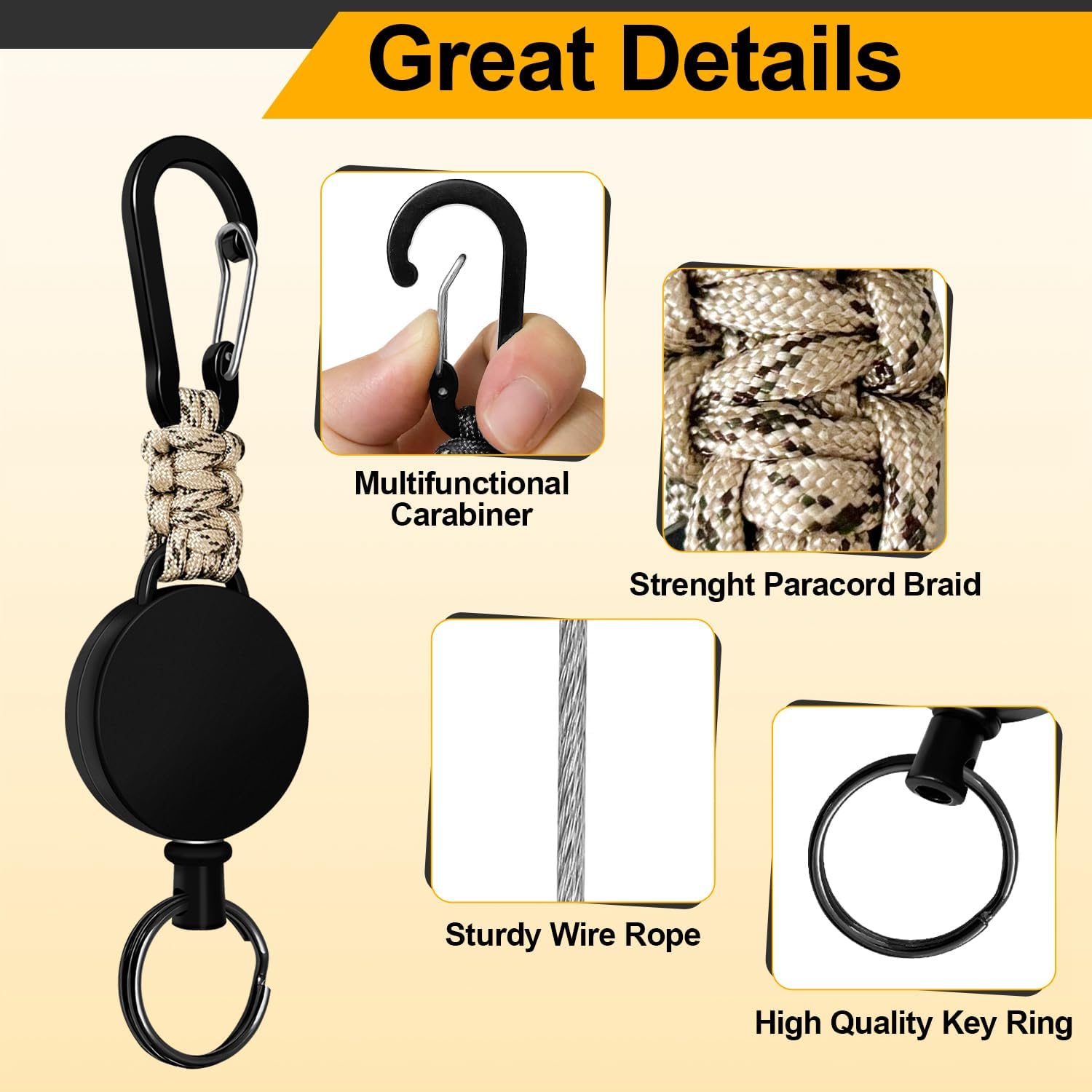 Mecmbj Portachiavi Paracord da Collo, 3 Pezzi Colorato Cordino In Paracord Intrecciato con Moschettone per Carte DIdentità, per Esterni, Campeggio, Viaggi