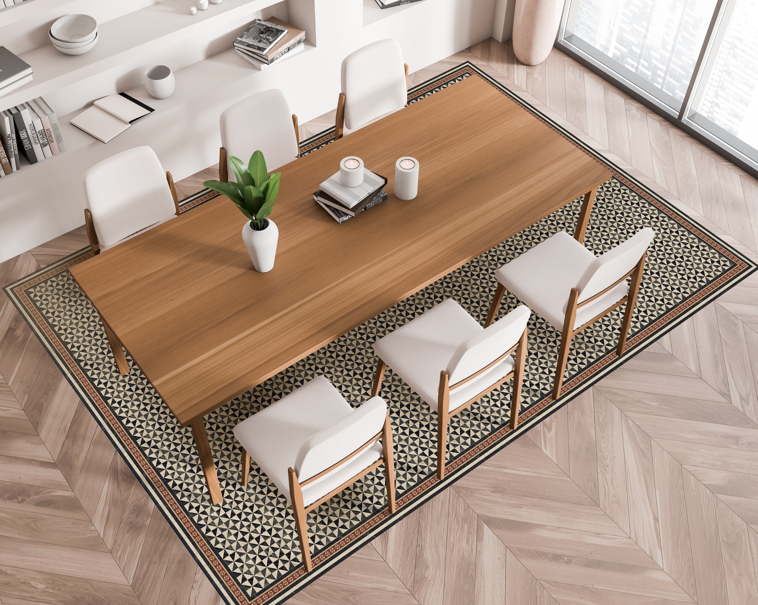 Alfombra de vinilo Damero Omar 200x300 cm -PVC antideslizante, vinilica para cocina o salón, estilo hidraúlico - 5