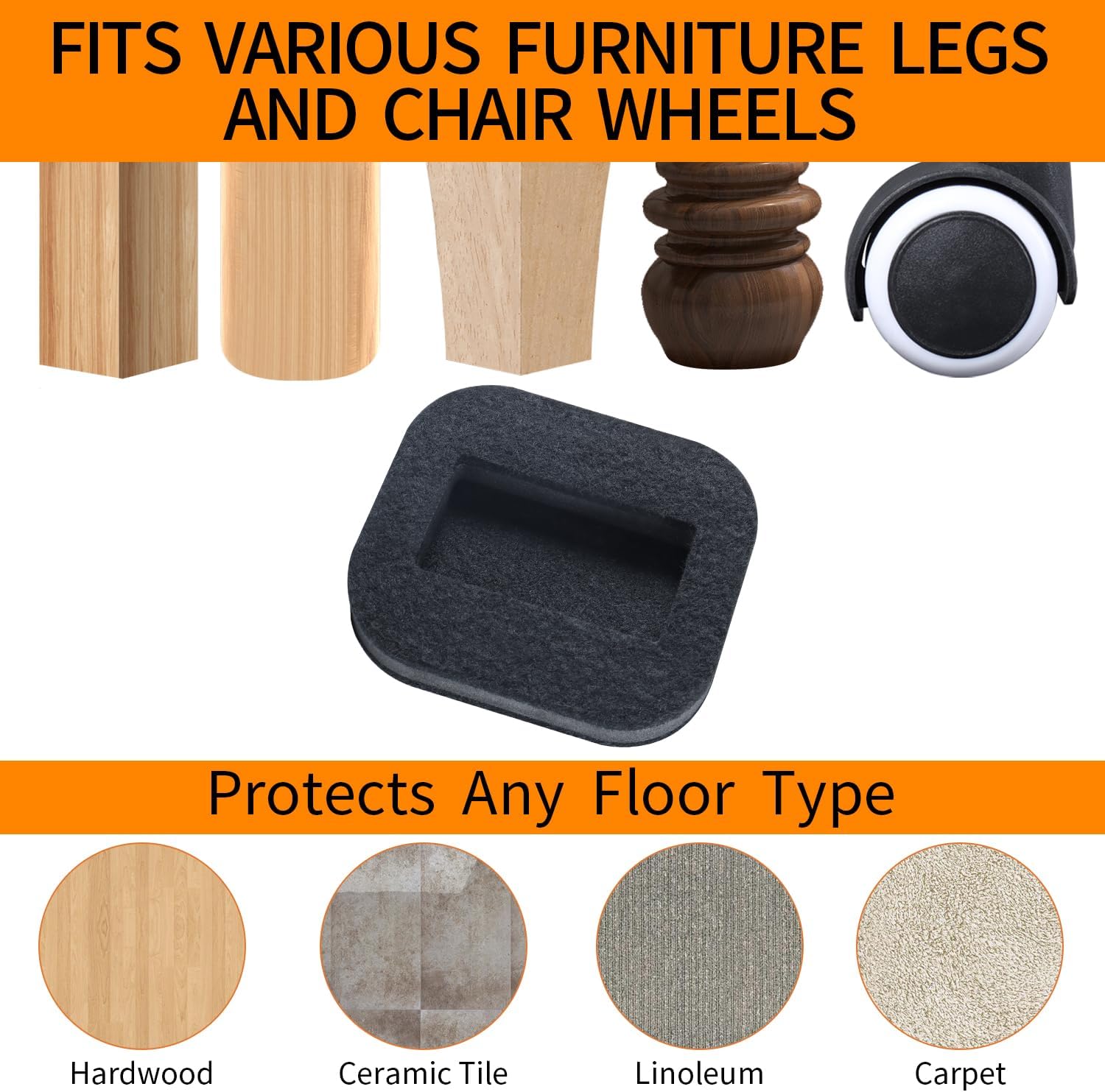 Lot De 5 Chaise en Roue Coussinets - Coussin De Fixation À Rouleaux - Antidérapants - pour roulettes De Meubles Tasses De roulettes De Chaise - Noir - 3