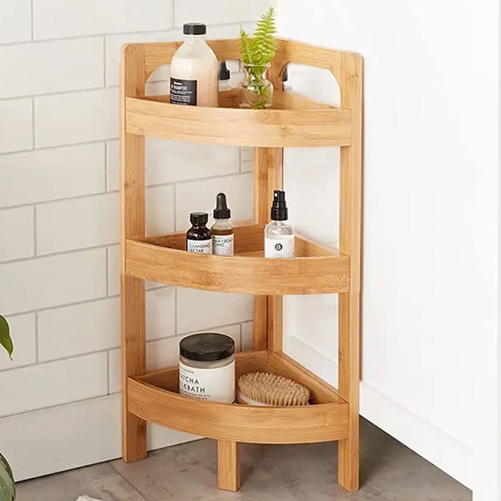 Scaffale Angolare In Bambù A 3 Ripiani - Organizer Per Cucina, Bagno E Armadi - Foto 5