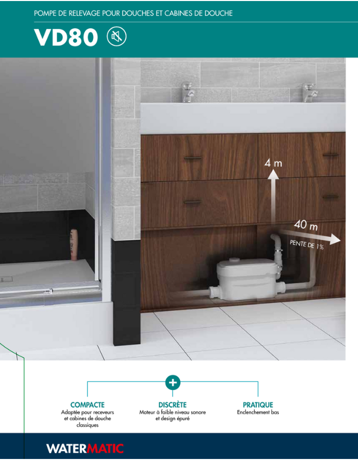 Pompe de relevage 2 entrées pour cabines de douche avec receveur de — free download