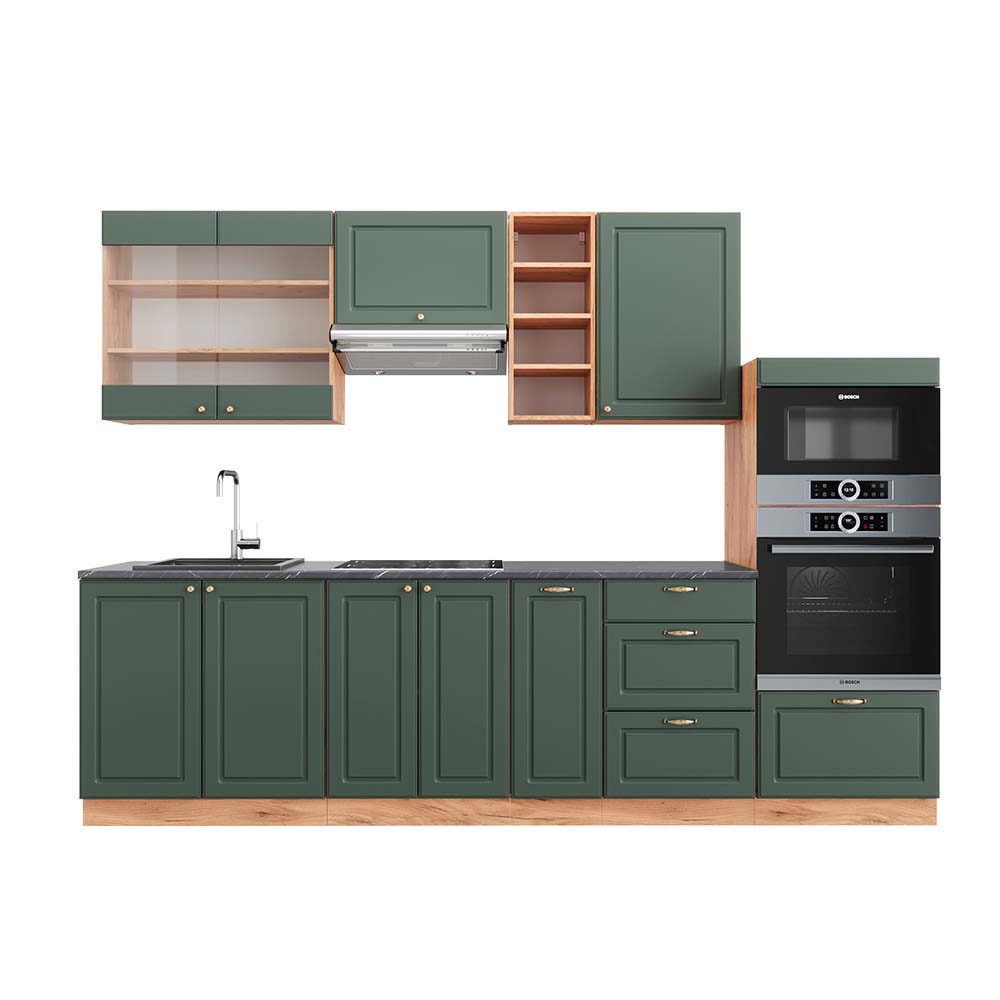 Vicco Aneks kuchenny Fame-Line, Green-Gold Country/Gold Power Oak, 280 cm , BP Antracyt