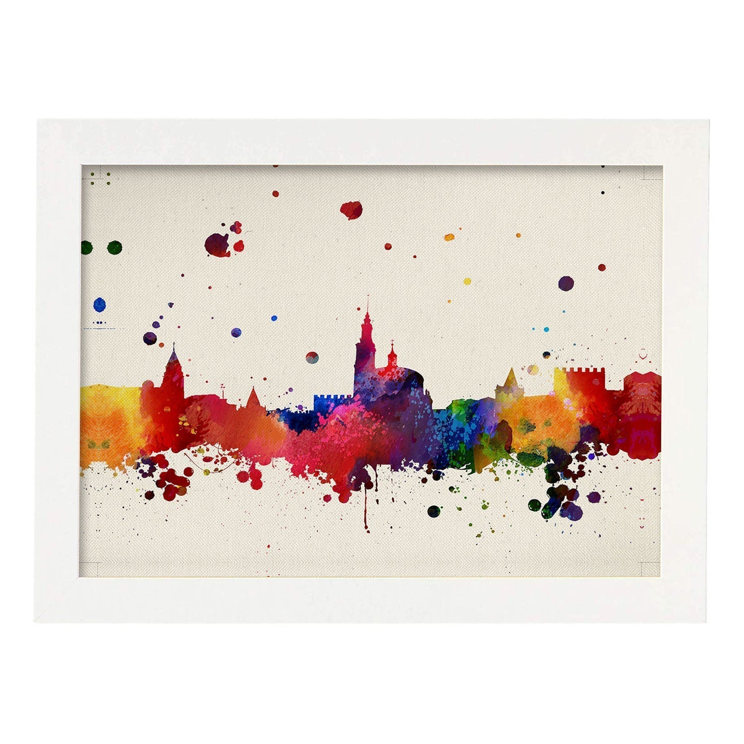 Poster de gijon. láminas e ilustraciones de ciudades, comunidades, y mapas de espana. marco blanco - a3