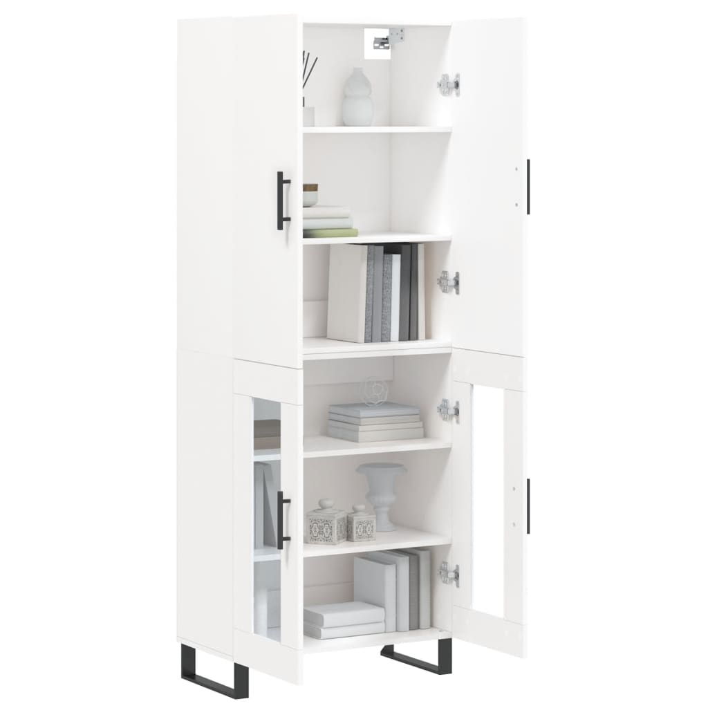 Buffet haut Blanc 69,5x34x180 cm Bois d'ingénierie - 3