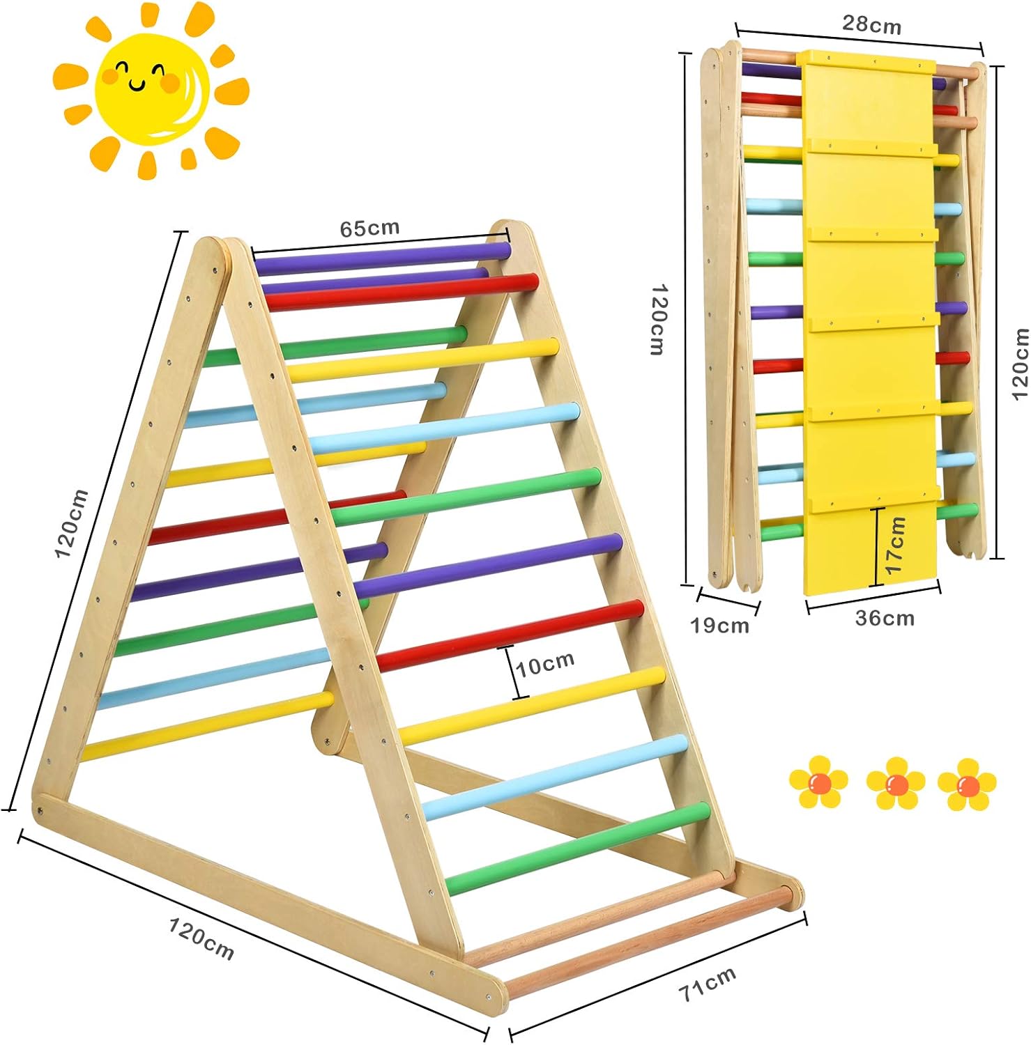 Triangle d’Escalade Enfants avec Toboggan pour Grimper et Glisser, Utilisation Jardin d'enfant ou à la Maison,50 KG pour Enfants 3Ans+ - 5