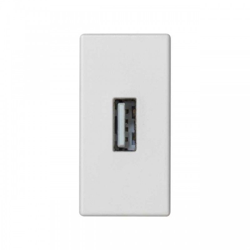Simon Placa K45 Medio Mecanismo Con 1 Conector Usb Tipo-A Nieve K128b/9 Blanco , Leroy Merlin