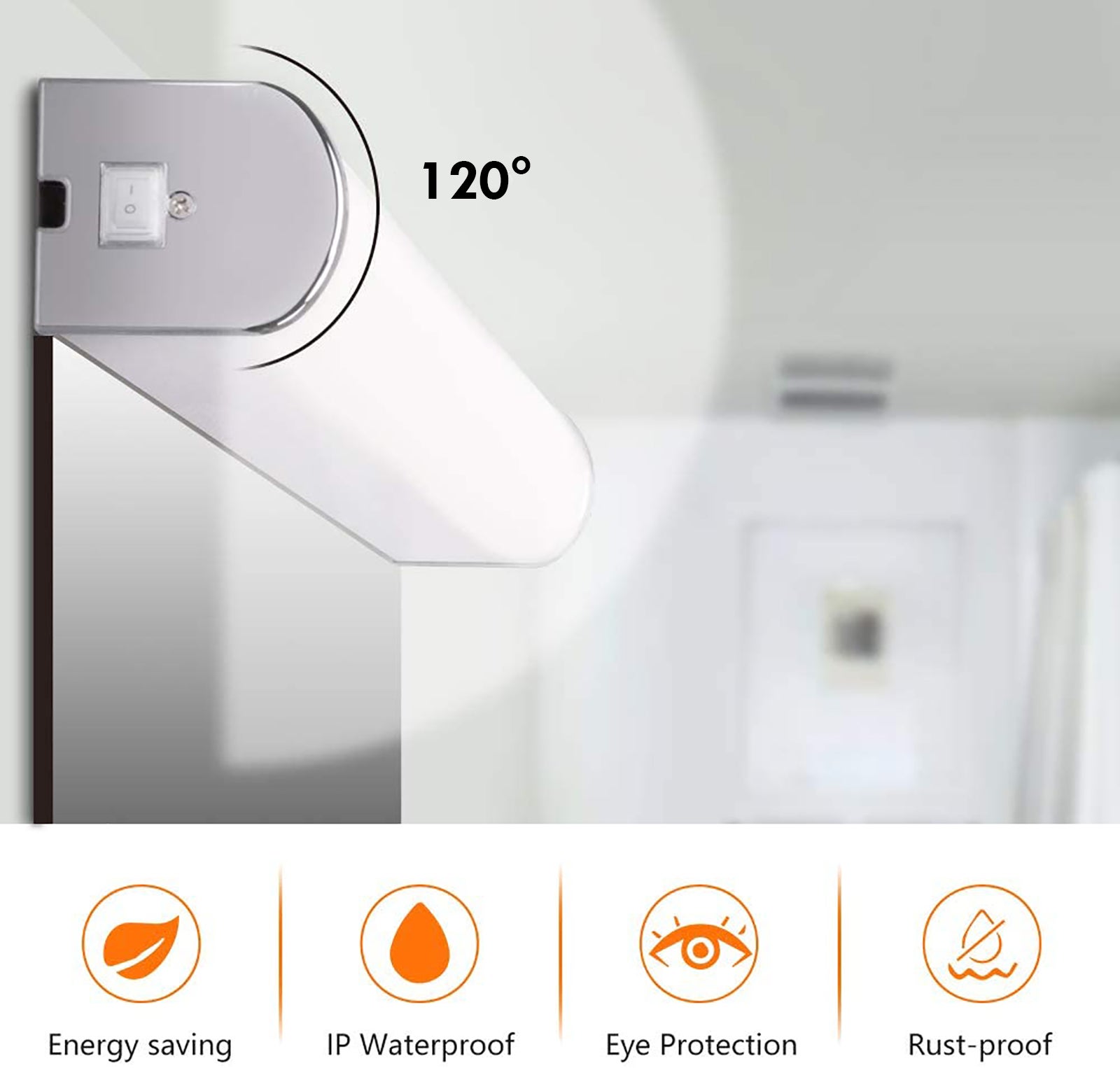 Applique murale LED 15W 1200lm, 60cm, avec interrupteur, pour miroir de salle de bain, dressing ou atelier. Lumière neutre 4000K, 230V. - 3