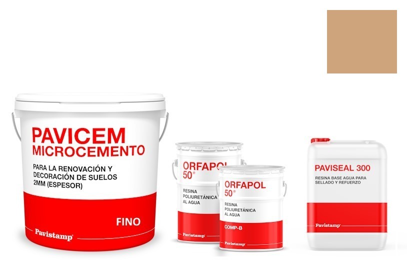 Kit microcemento 8 m2 monocomponente para paredes de yeso o pladur - poliuretano brillo-tierra