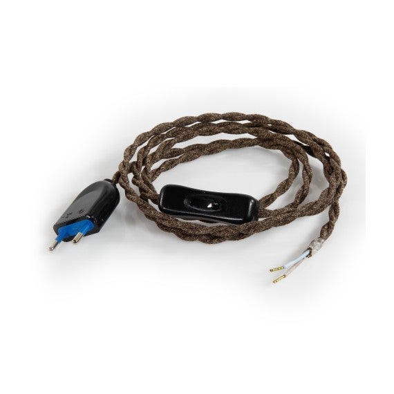 Câble Électrique Torsadé Toile Marron Prémonté avec Fiche et — free download