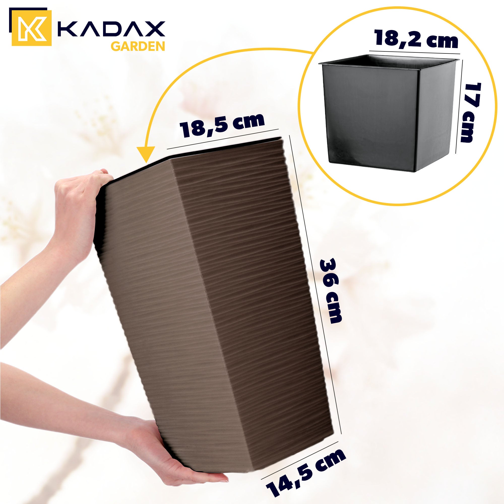 KADAX Vaso da Fiori Alto, Grande Fioriera in plastica per la Decorazione Moderna ed Elegante di Interni ed Esterni, Vaso da Fiori (36 cm, Marrone) - 2