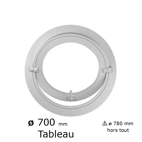 Fenêtre ronde basculante PVC vitrage clair diam. 70 cm tableau pour pose en neuf