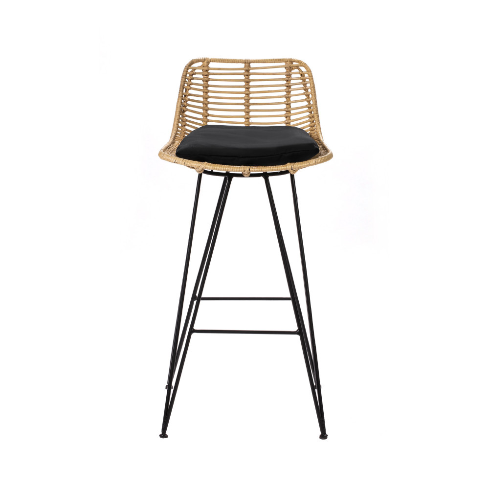 Capurgana - Lot de 2 chaises de bar design en rotin H67cm - Naturel - 6