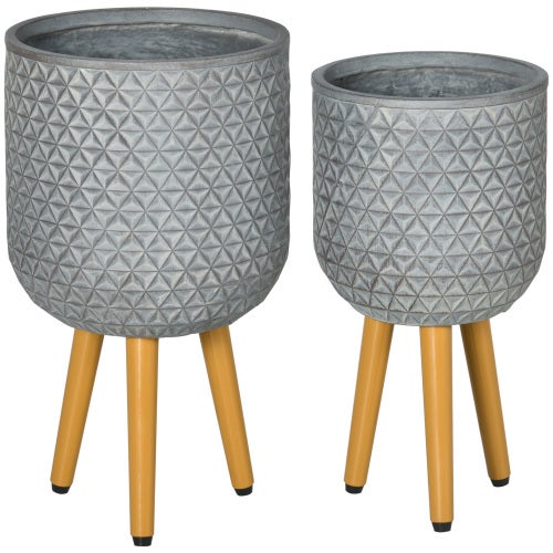 Fox & Fern Pot De Fleur Interieur, Pot Pour Plantes En Polystone, Cache Pot Plante Interieur Et Extérieur Résistant UV Et Gel, Pot Fleur Exterieur Grande Taille, Jardinieres Exterieur Bouchon Drainage