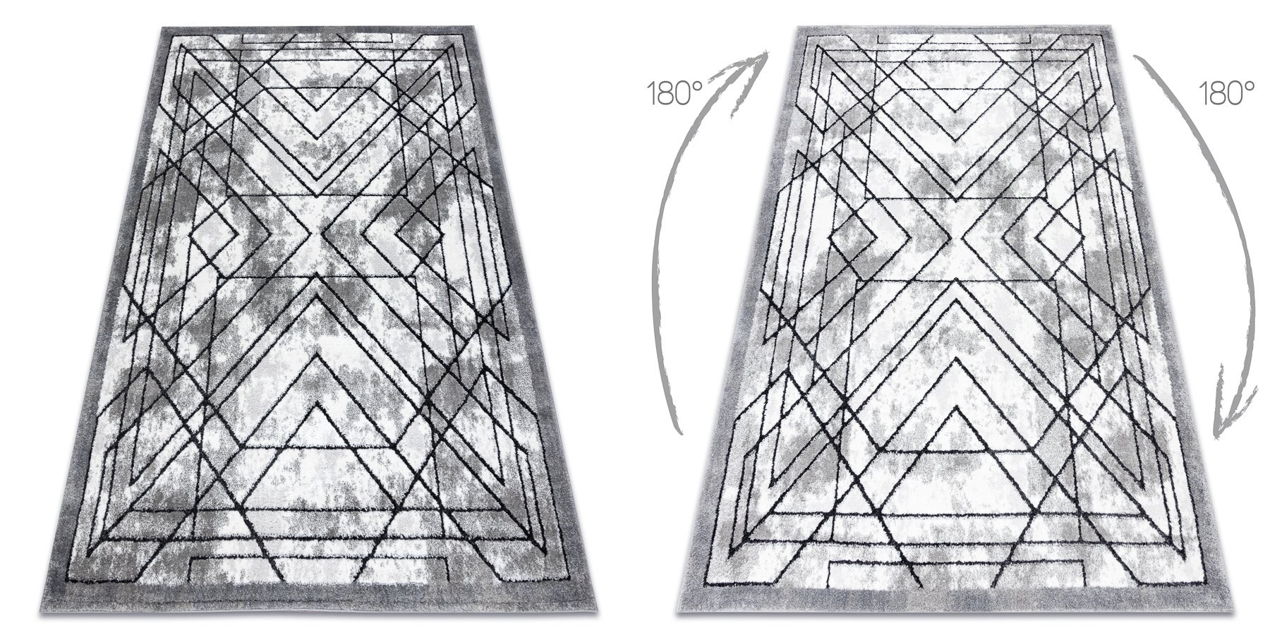 Dywan nowoczesny COZY Tico, geometryczny - Strukturalny, dwa poziomy runa szary 160x220 cm - 2