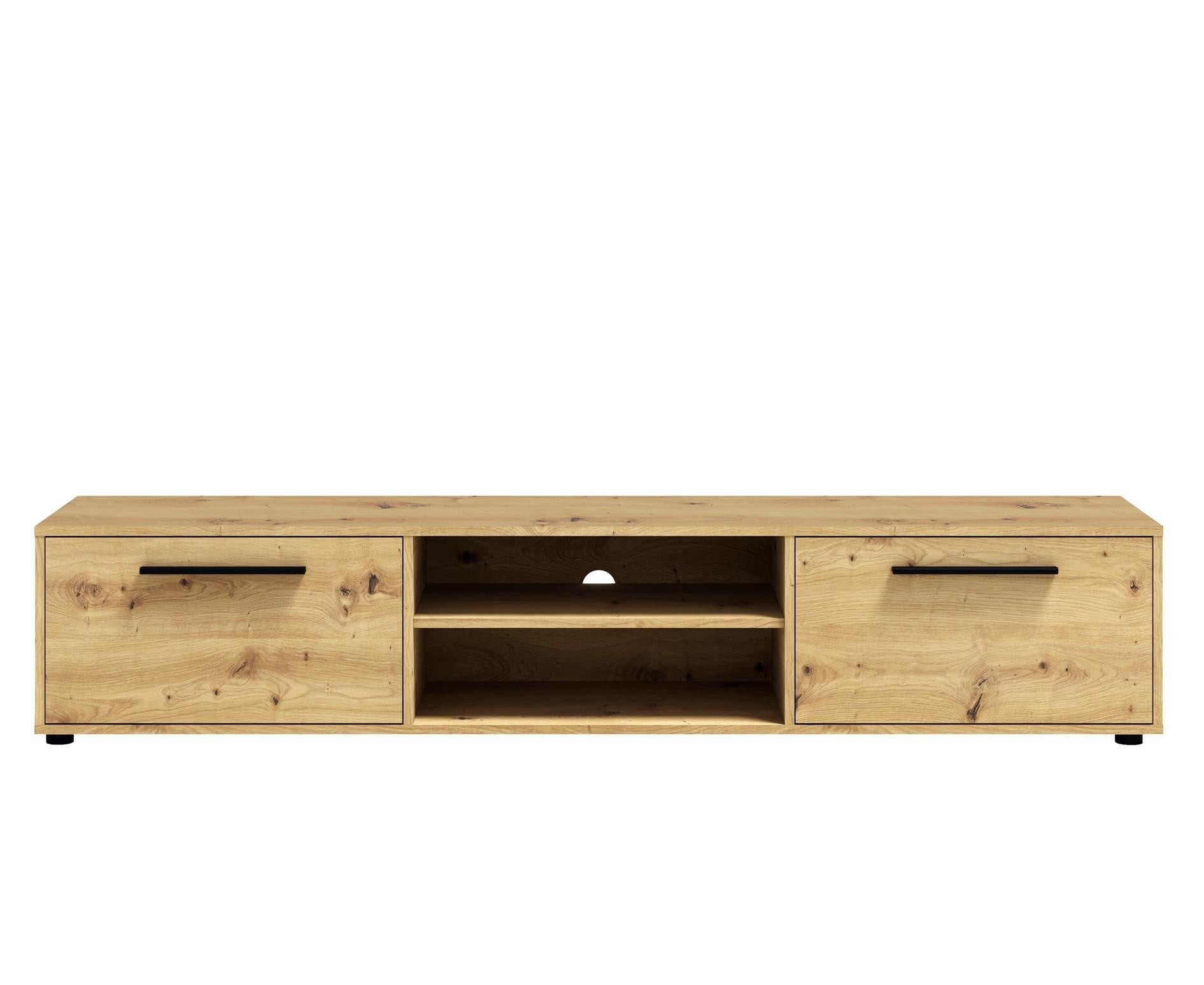 Stylowa Szeroka Dwudrzwiowa Szafka RTV MAXIVO Dąb Artisan do Salonu – 190 cm - 2